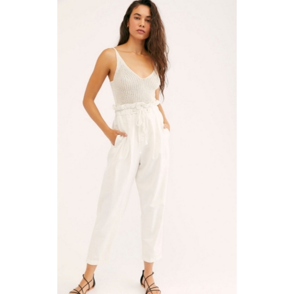 Free People Pants - We the Free Margate Pleated Trouser - Zinc White